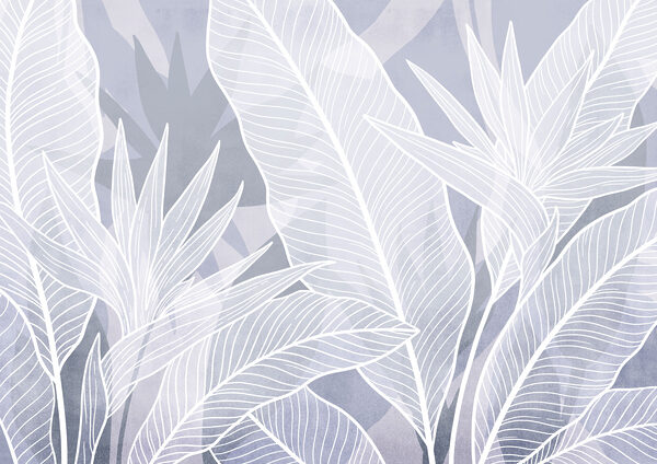 White leaves on a blue background White leaves on a blue background