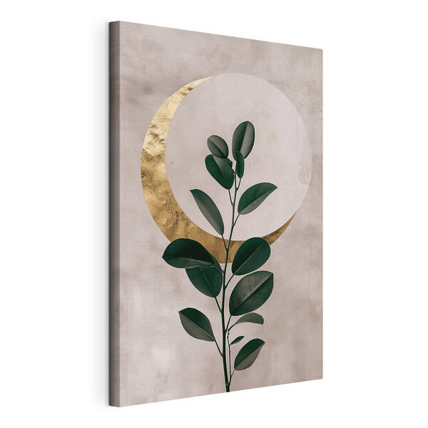 Plant with leaves and a moon