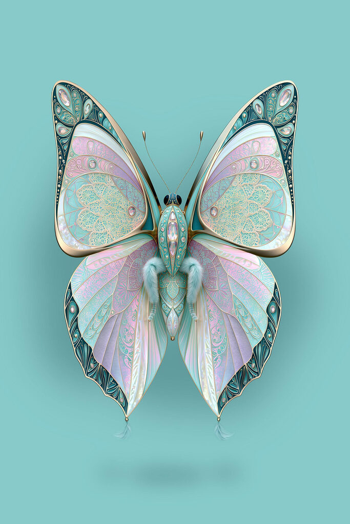 Butterfly with wings and a blue background