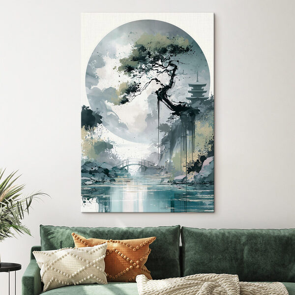 Painting of a bridge and a tree Painting of a bridge and a tree