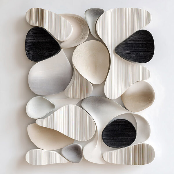 Wall art of black and white shapes Wall art of black and white shapes