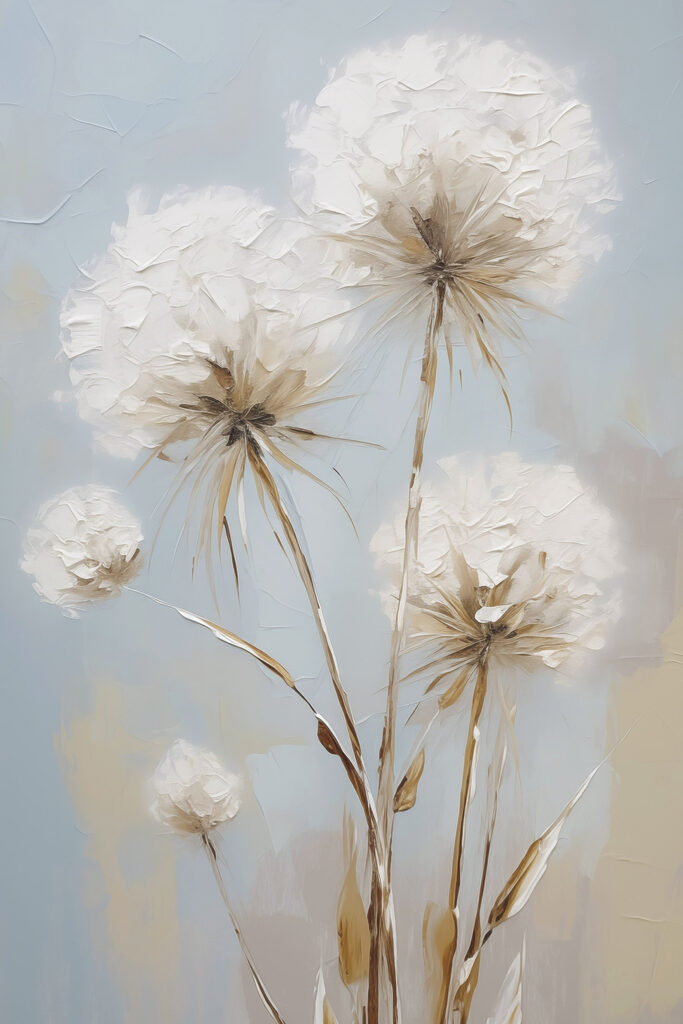 Painting of flowers on a blue background Painting of flowers on a blue background