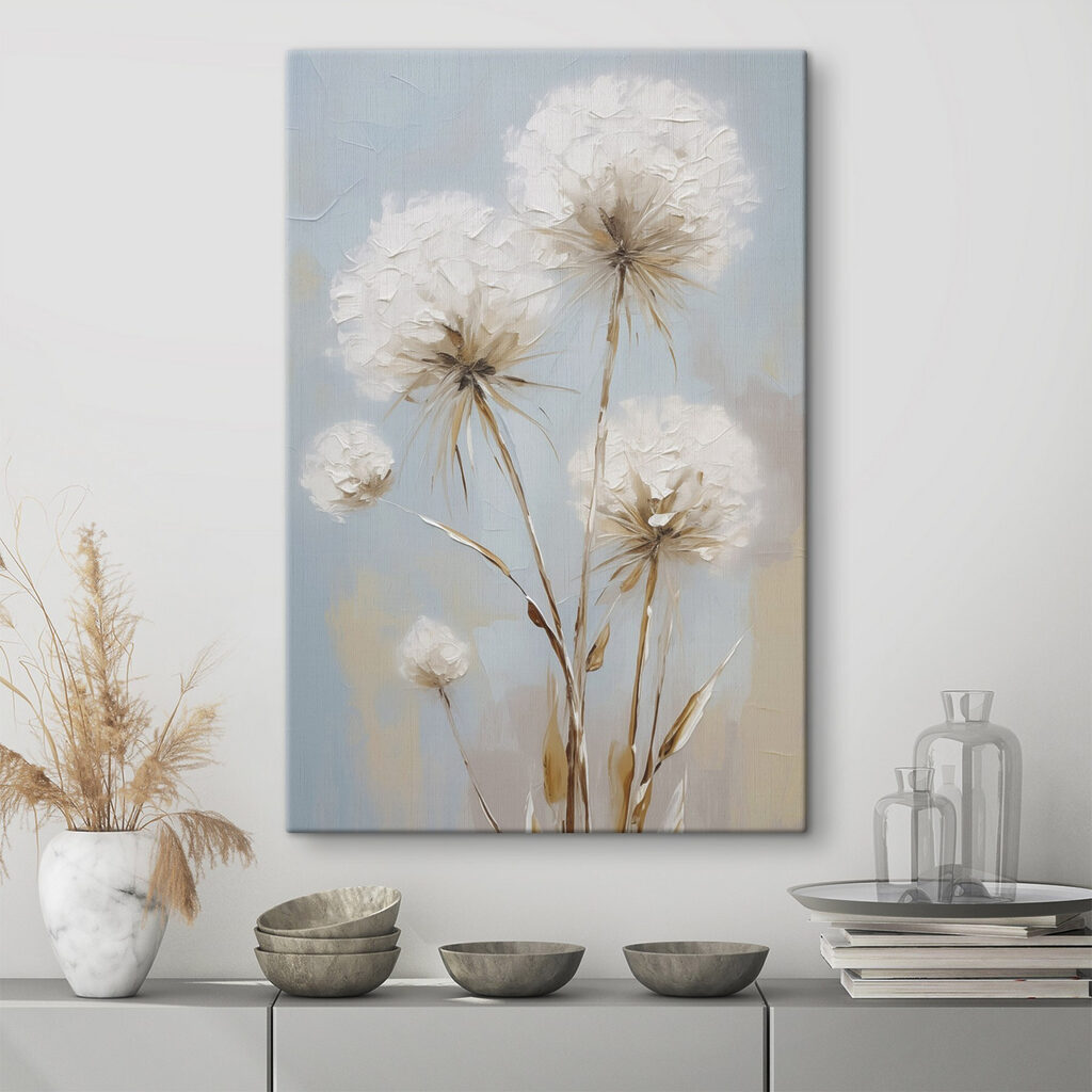 Painting of flowers on a blue background Painting of flowers on a blue background