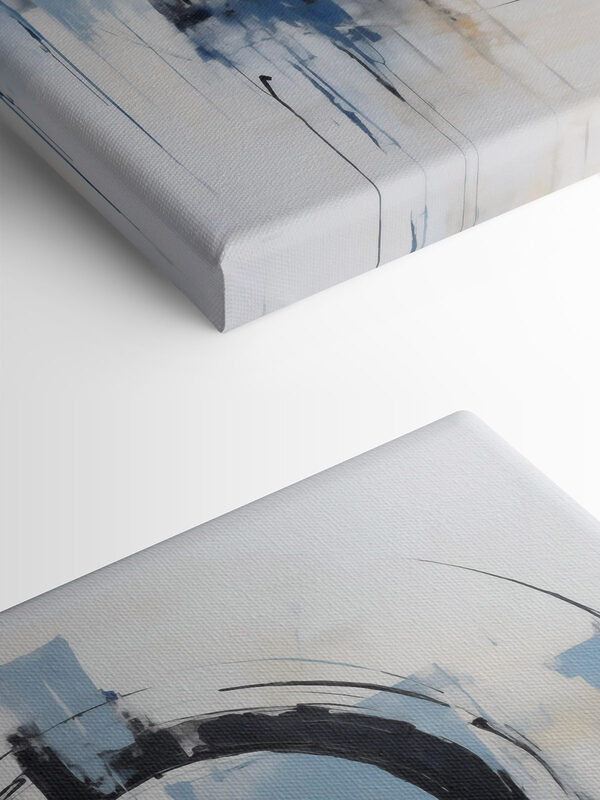 Painting of a circle with blue and white paint