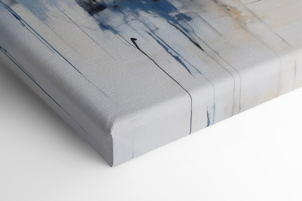 Painting of a circle with blue and white paint