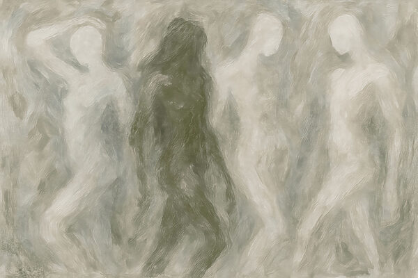 Group of people in a grey and white room Group of people in a grey and white room
