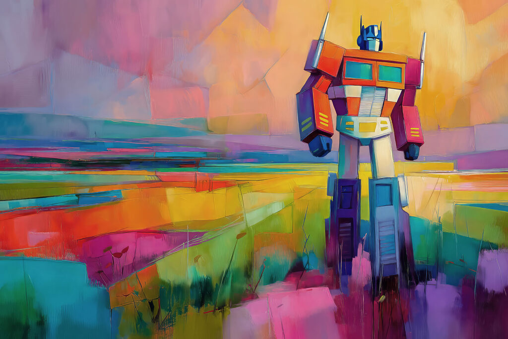 Colorful painting of a robot