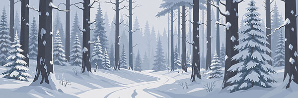 Snowy road in a forest Snowy road in a forest