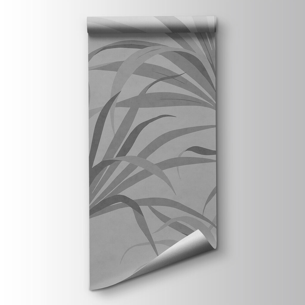 Grey background with leaves