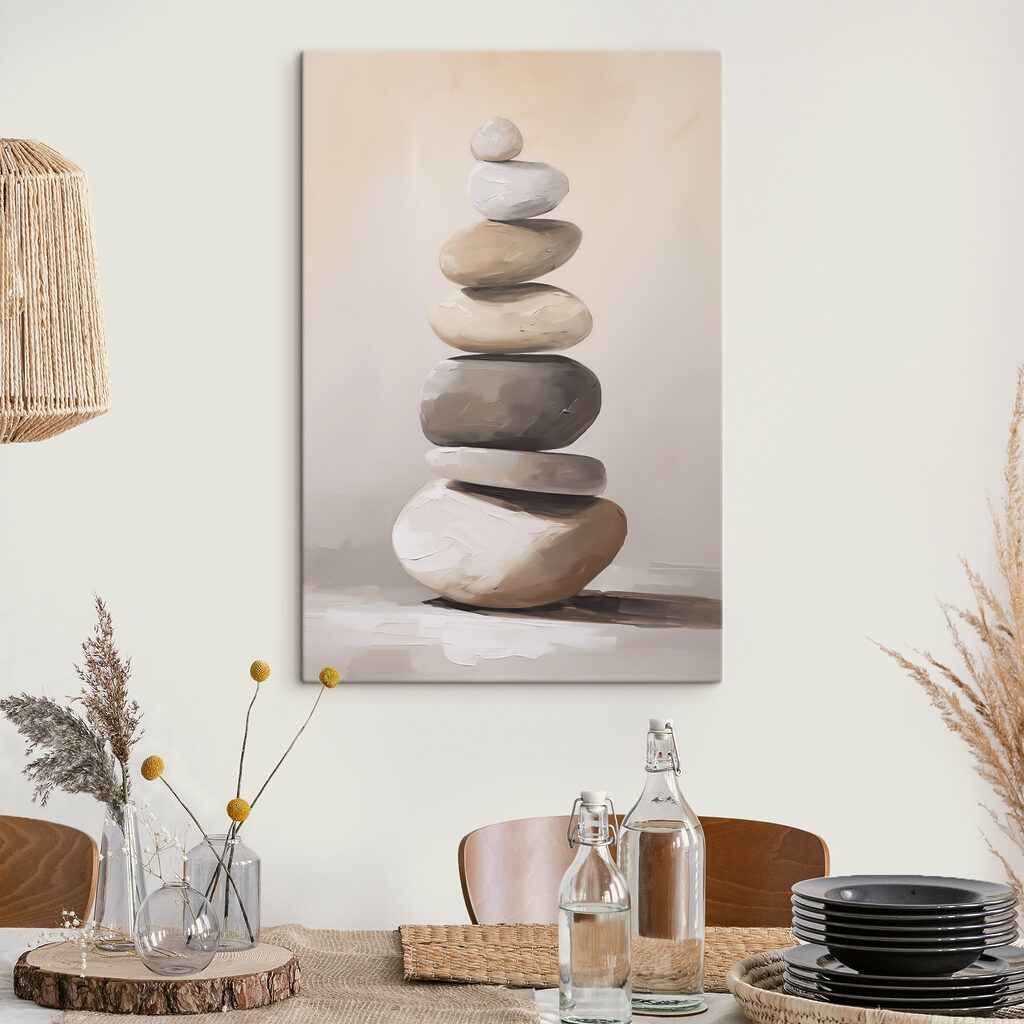 Stack of rocks on a table
