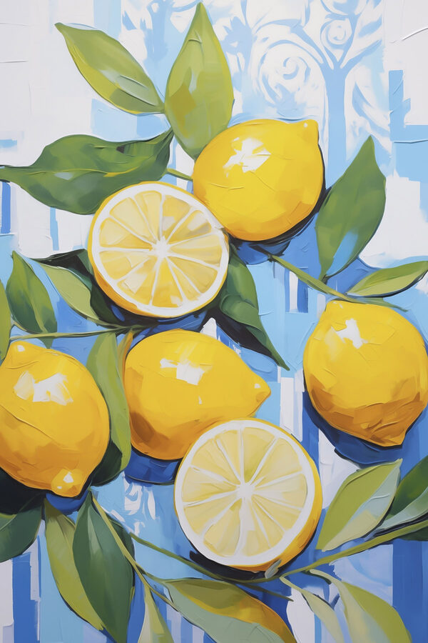 Painting of lemons and leaves