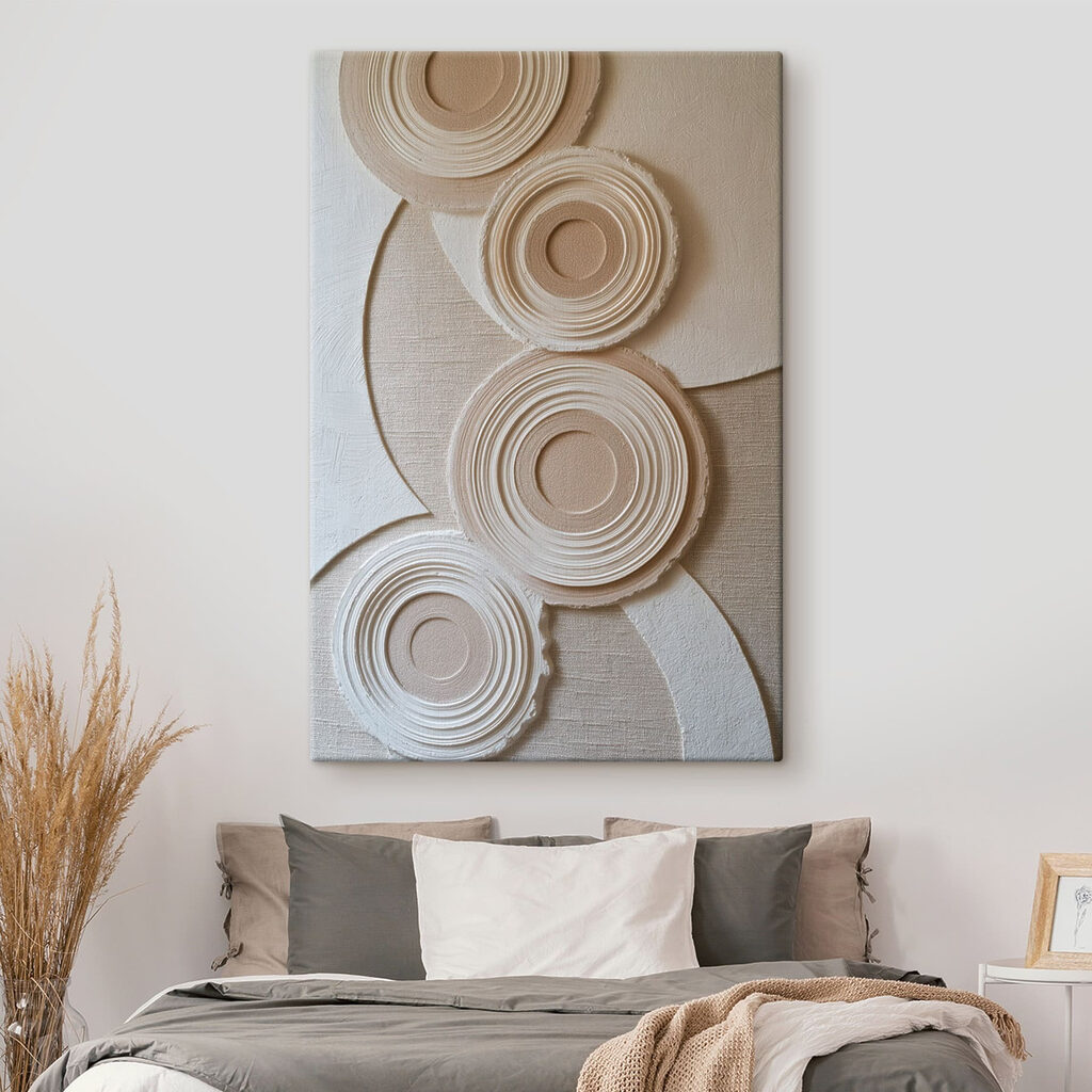 - Circular patterns on textured background