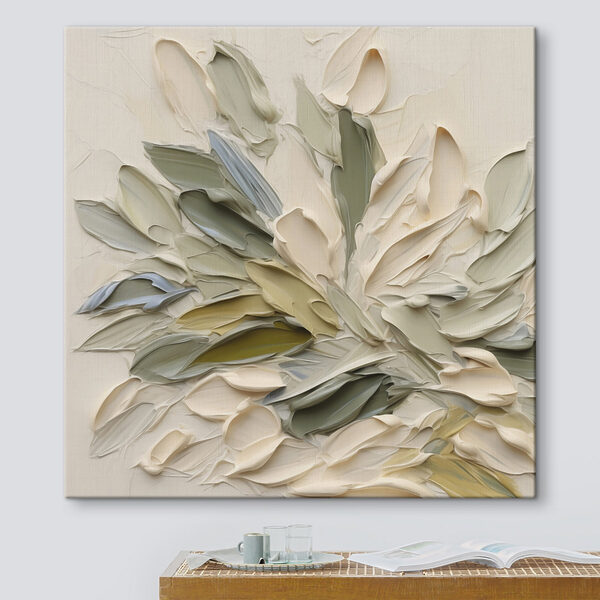 Painting of leaves on a white surface Painting of leaves on a white surface