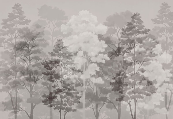Group of trees in a foggy environment Group of trees in a foggy environment