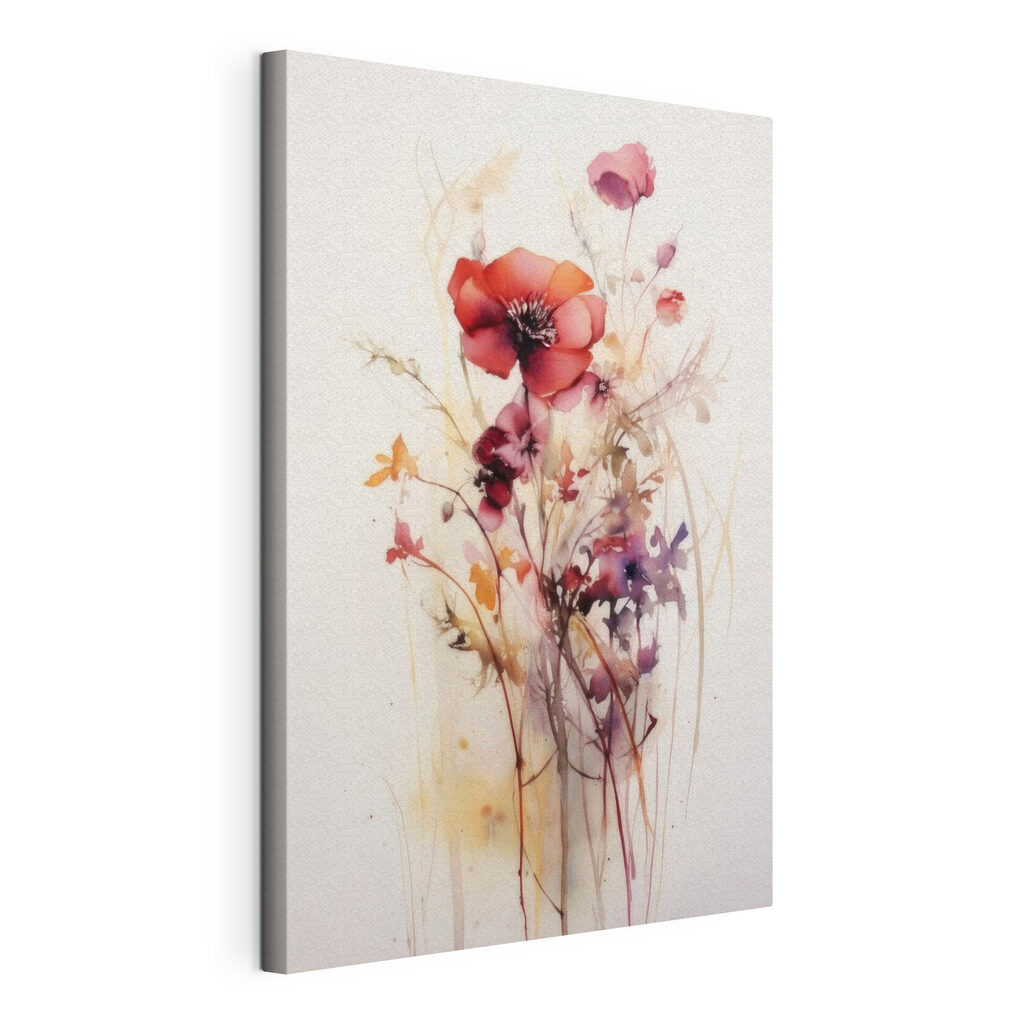 A painting of flowers on a white background