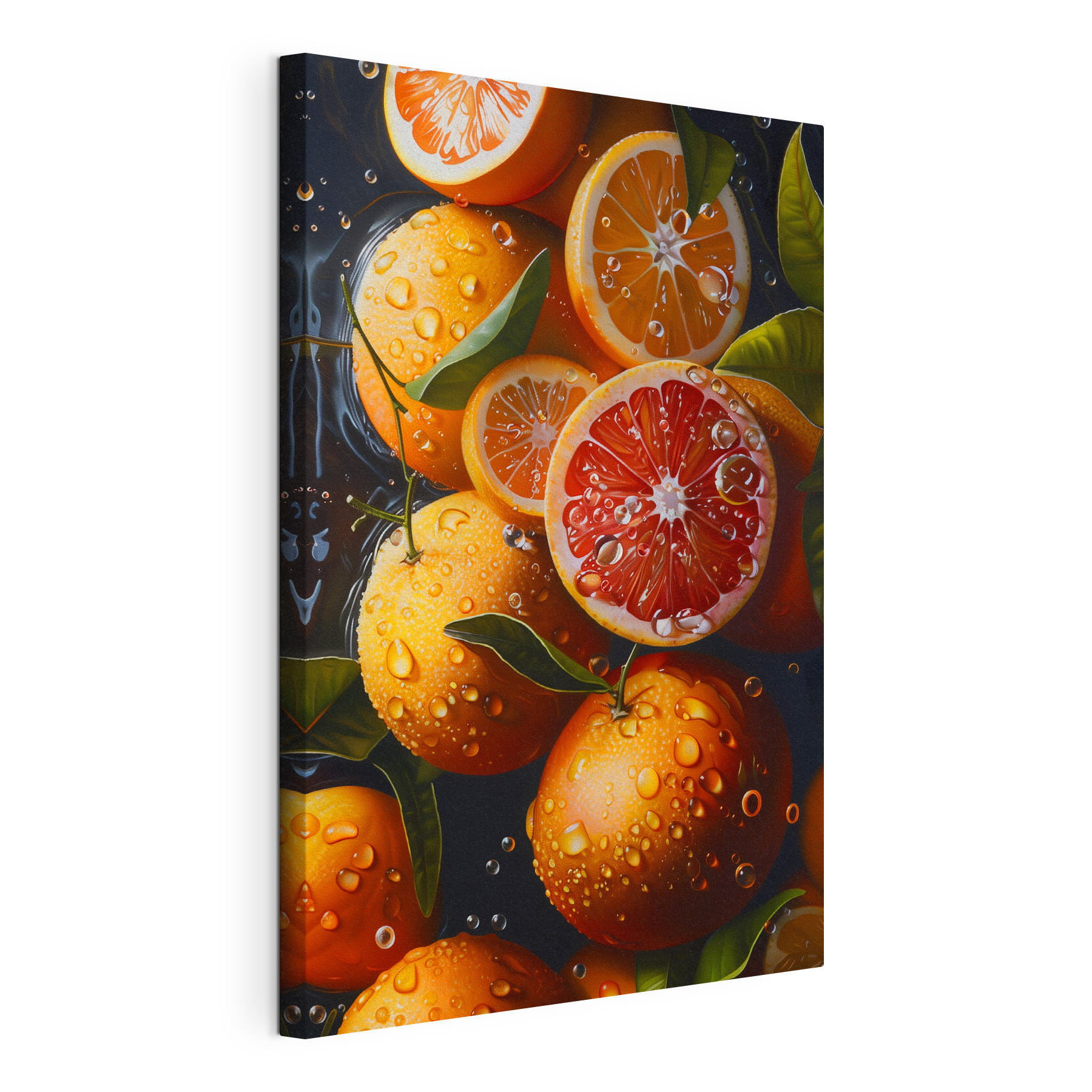 Group of oranges with water drops on them Group of oranges with water drops on them