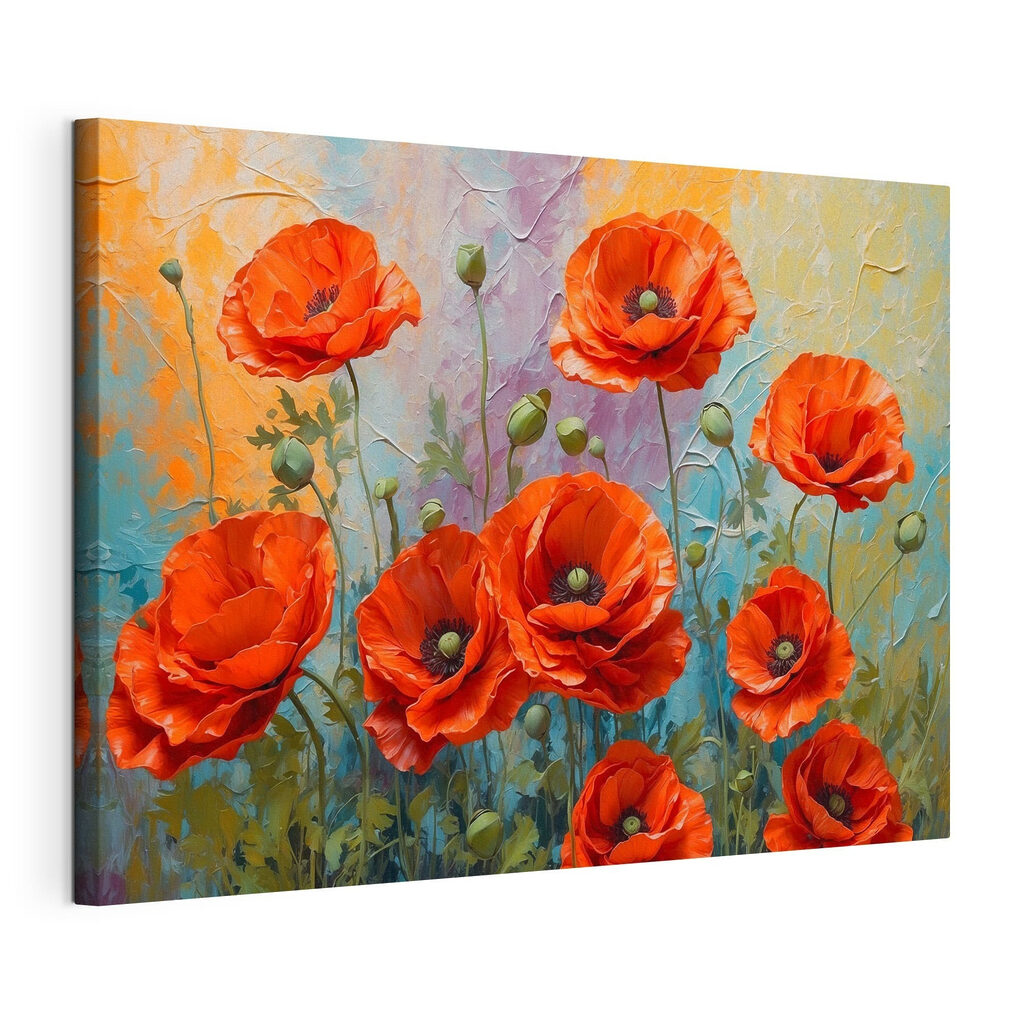 A painting of red flowers