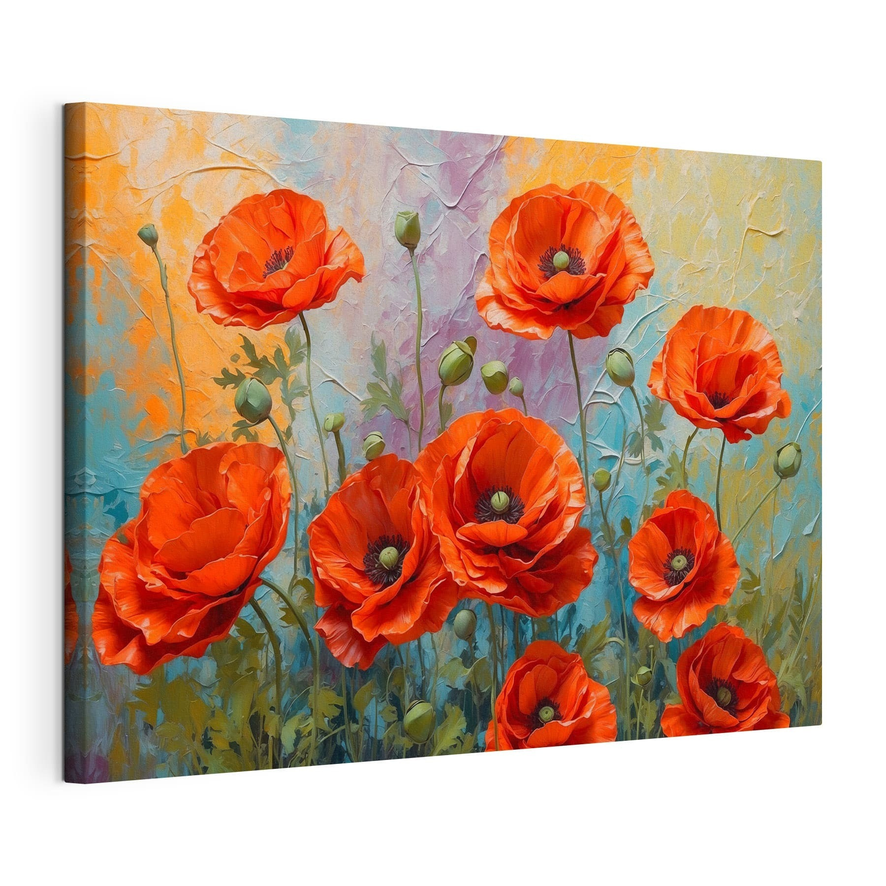 A painting of red flowers