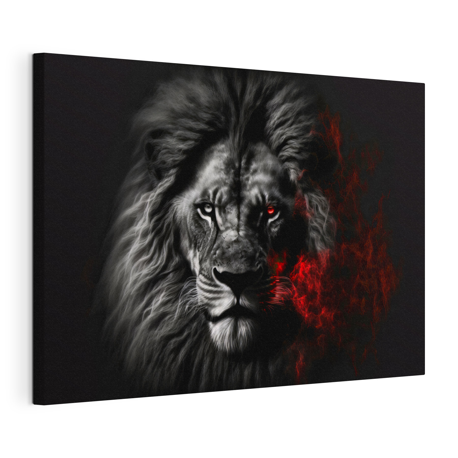 A black lion with red eyes A black lion with red eyes