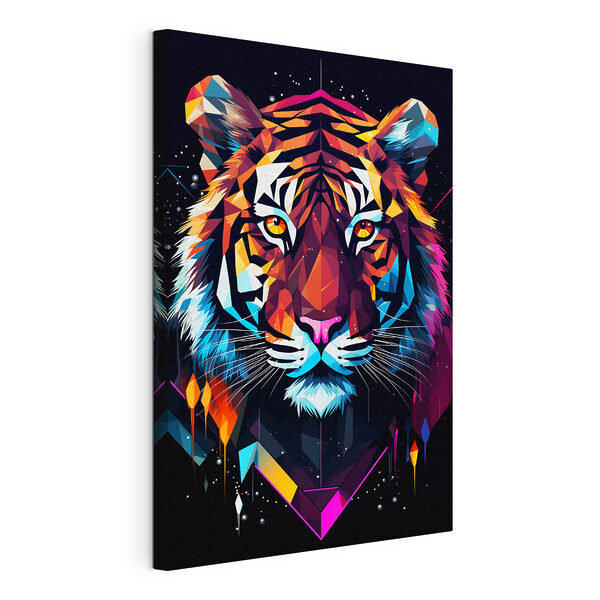 Egy színes tigris fehér bajusszal Vászonképek Egy színes tigris fehér bajusszal