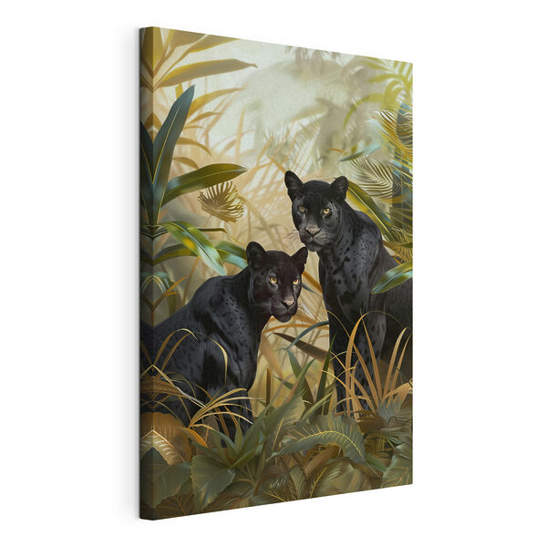 Két fekete tigris a dzsungelben Vászonképek Két fekete tigris a dzsungelben