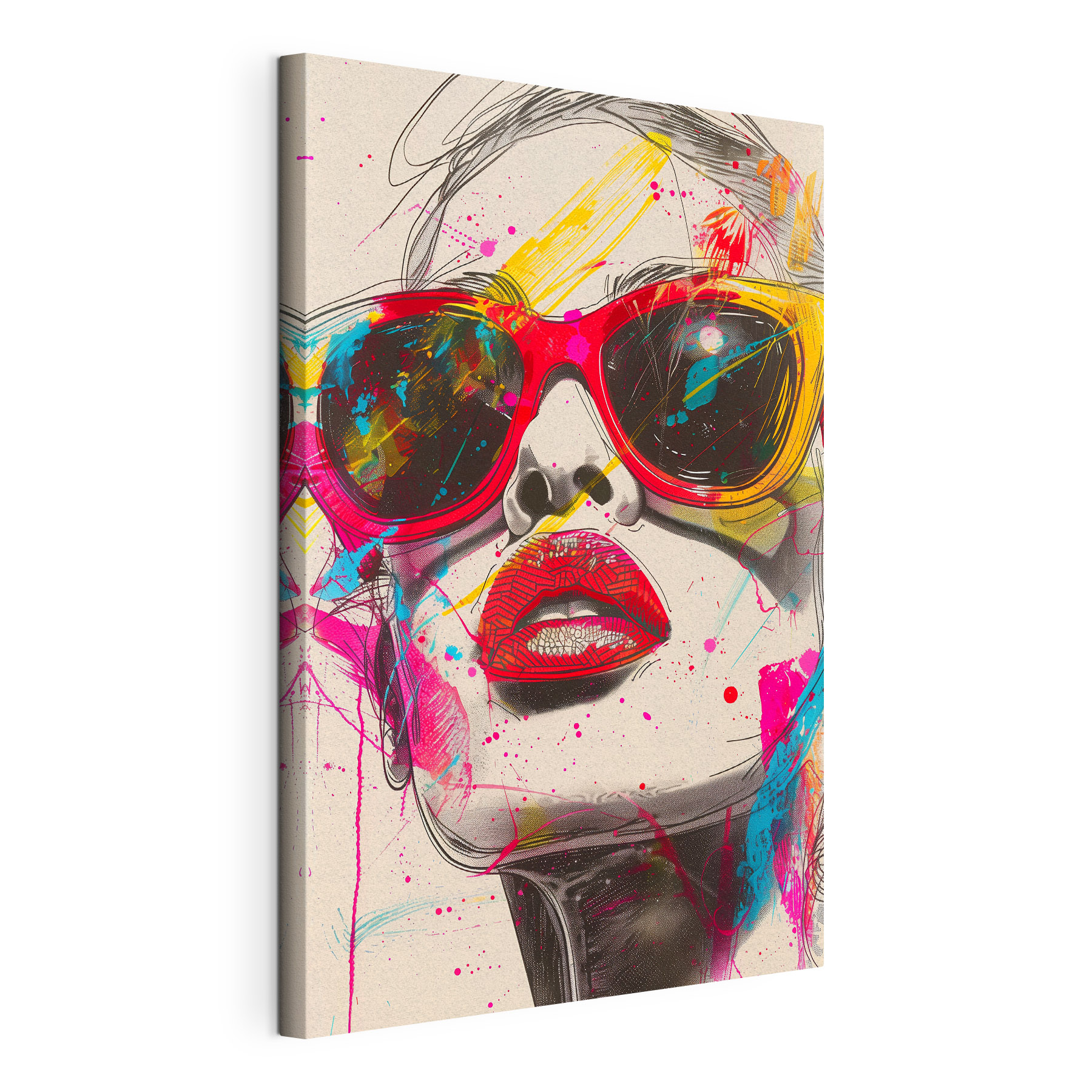 A woman wearing sunglasses and lips