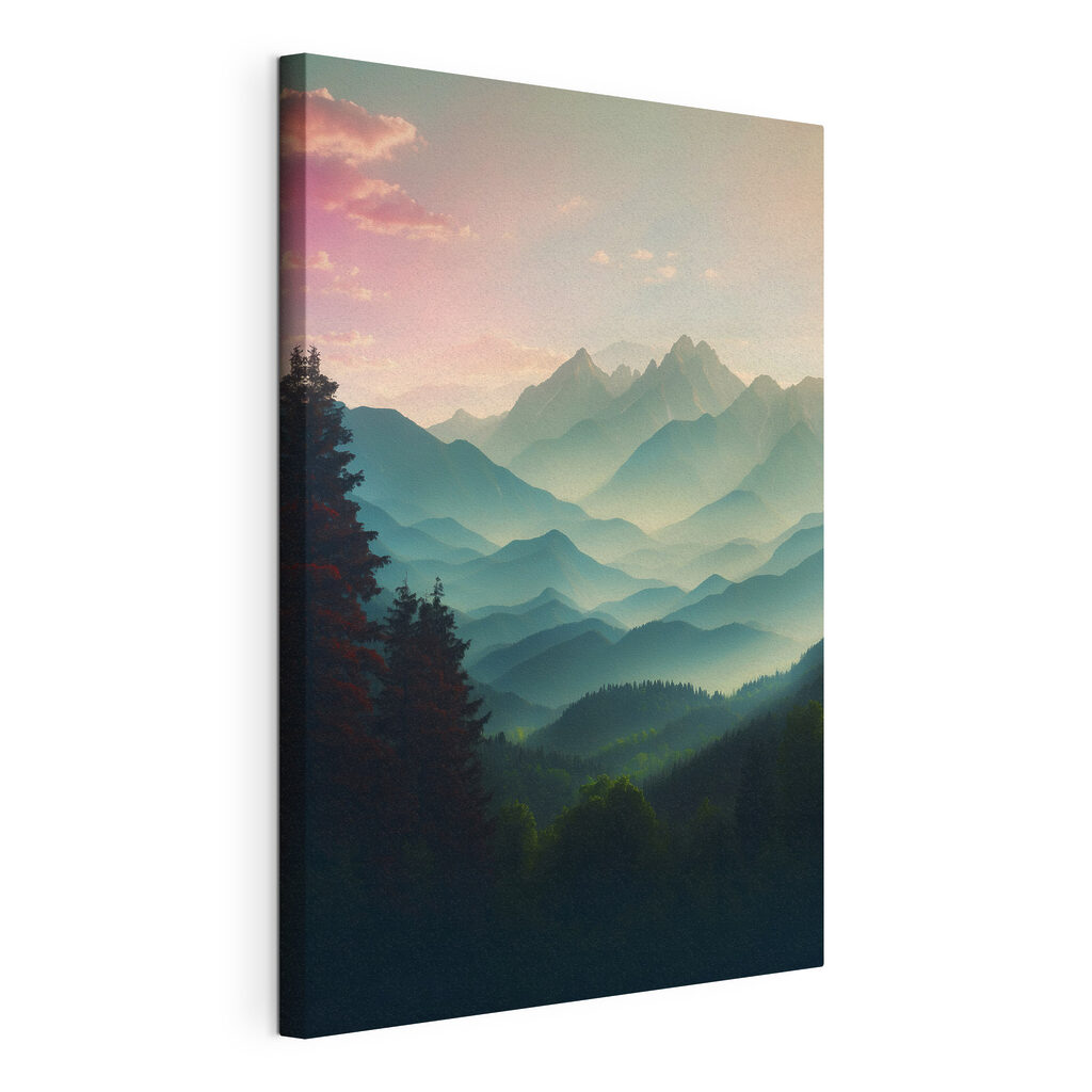 Mountain range with trees and clouds Mountain range with trees and clouds