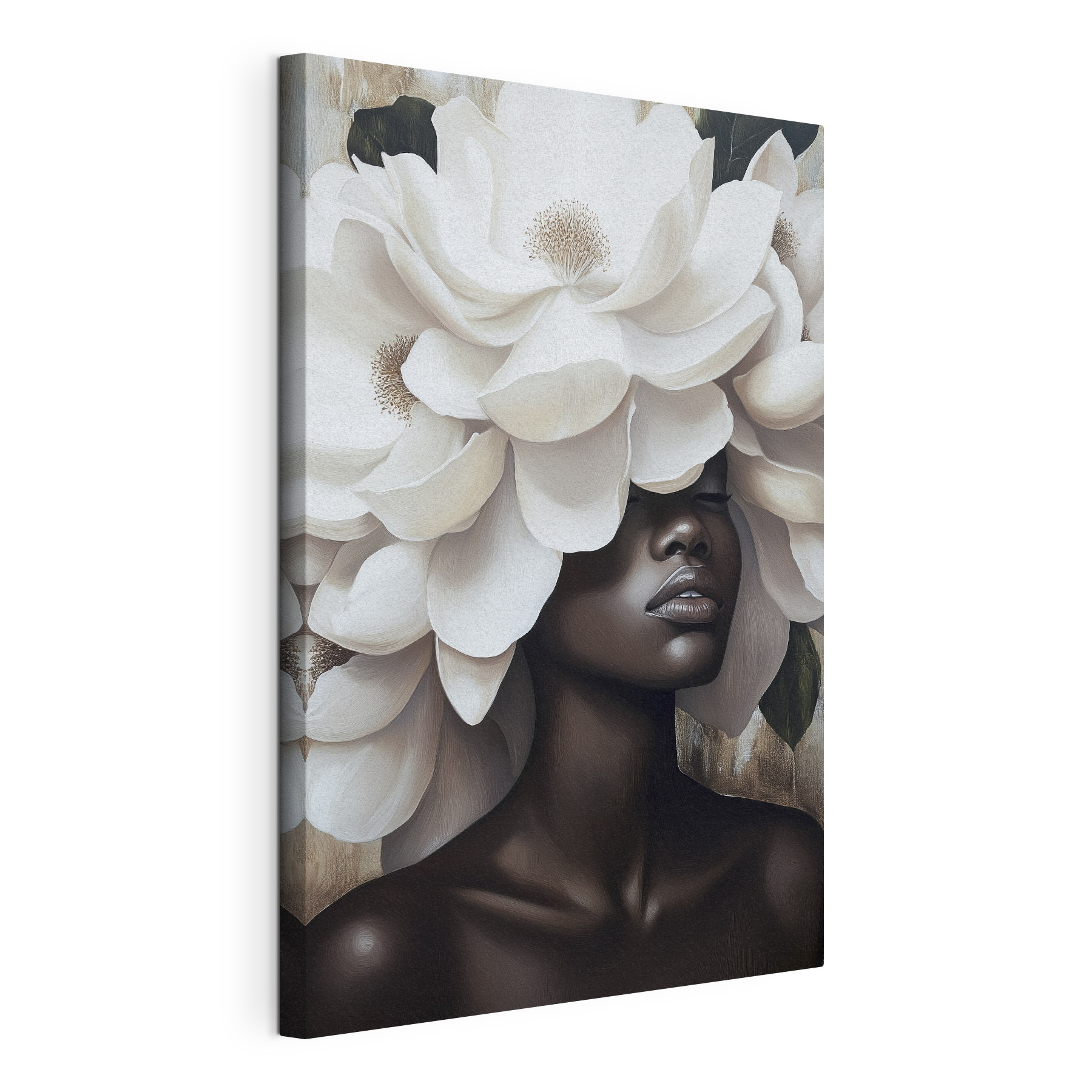 Woman with white flowers on her head