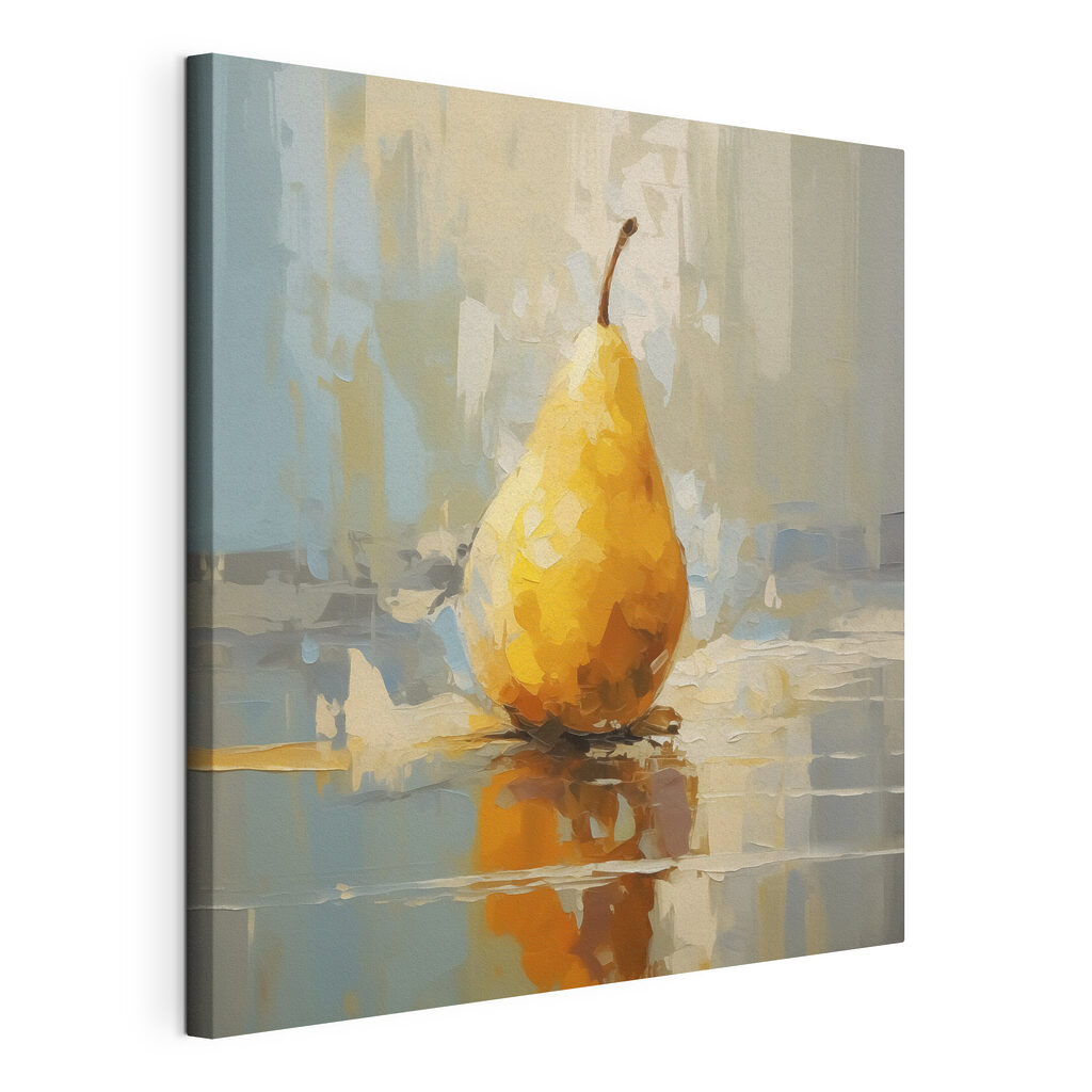 Yellow pear on a reflective surface Yellow pear on a reflective surface