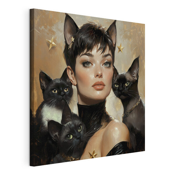 Woman with cats around her neck Woman with cats around her neck
