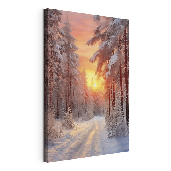 Snow covered road in a forest Snow covered road in a forest