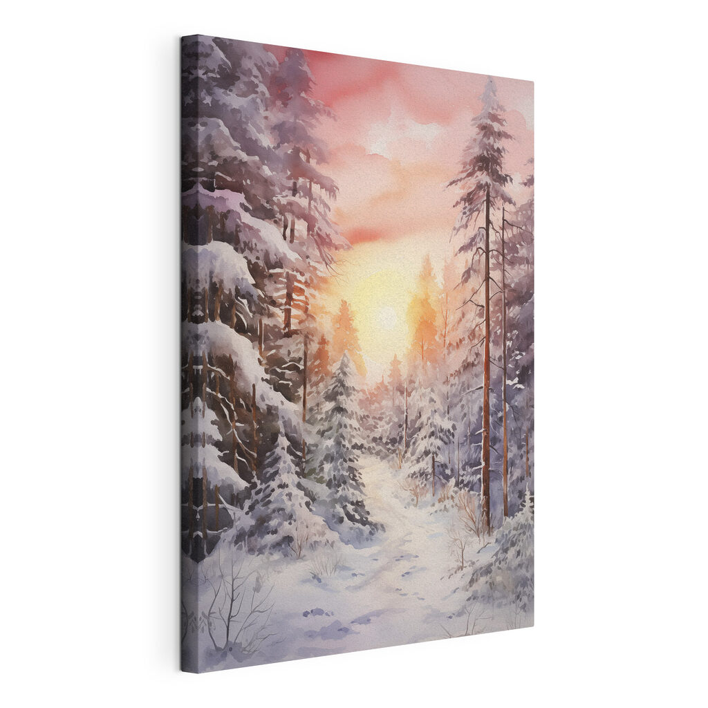 Watercolor painting of a snowy forest Watercolor painting of a snowy forest