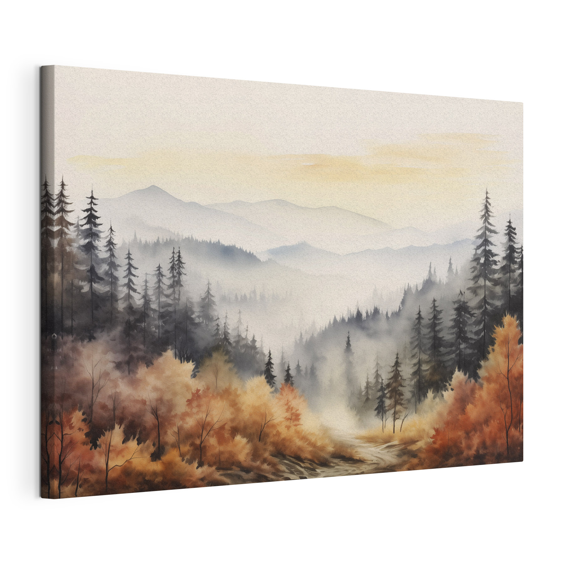 Landscape of a forest with fog Landscape of a forest with fog