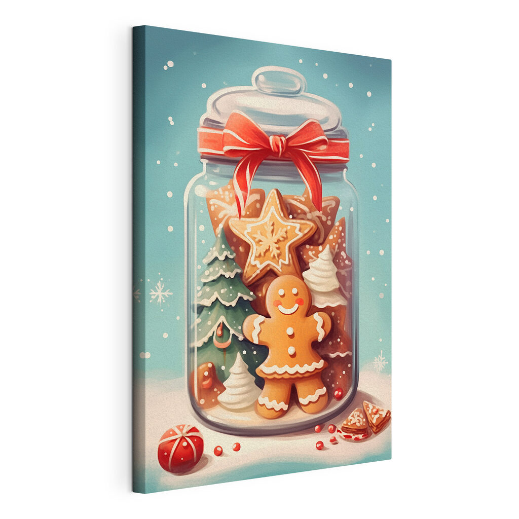 Jar of cookies with a red bow