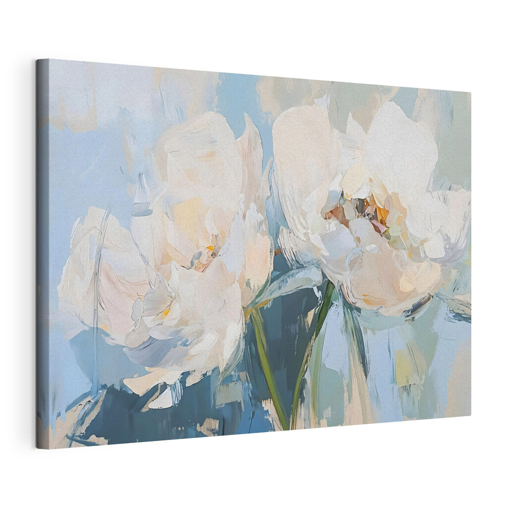 Painting of flowers on a blue background Painting of flowers on a blue background