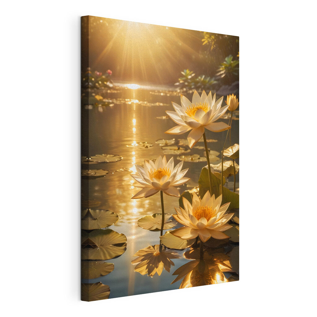 Group of white flowers in a pond Group of white flowers in a pond