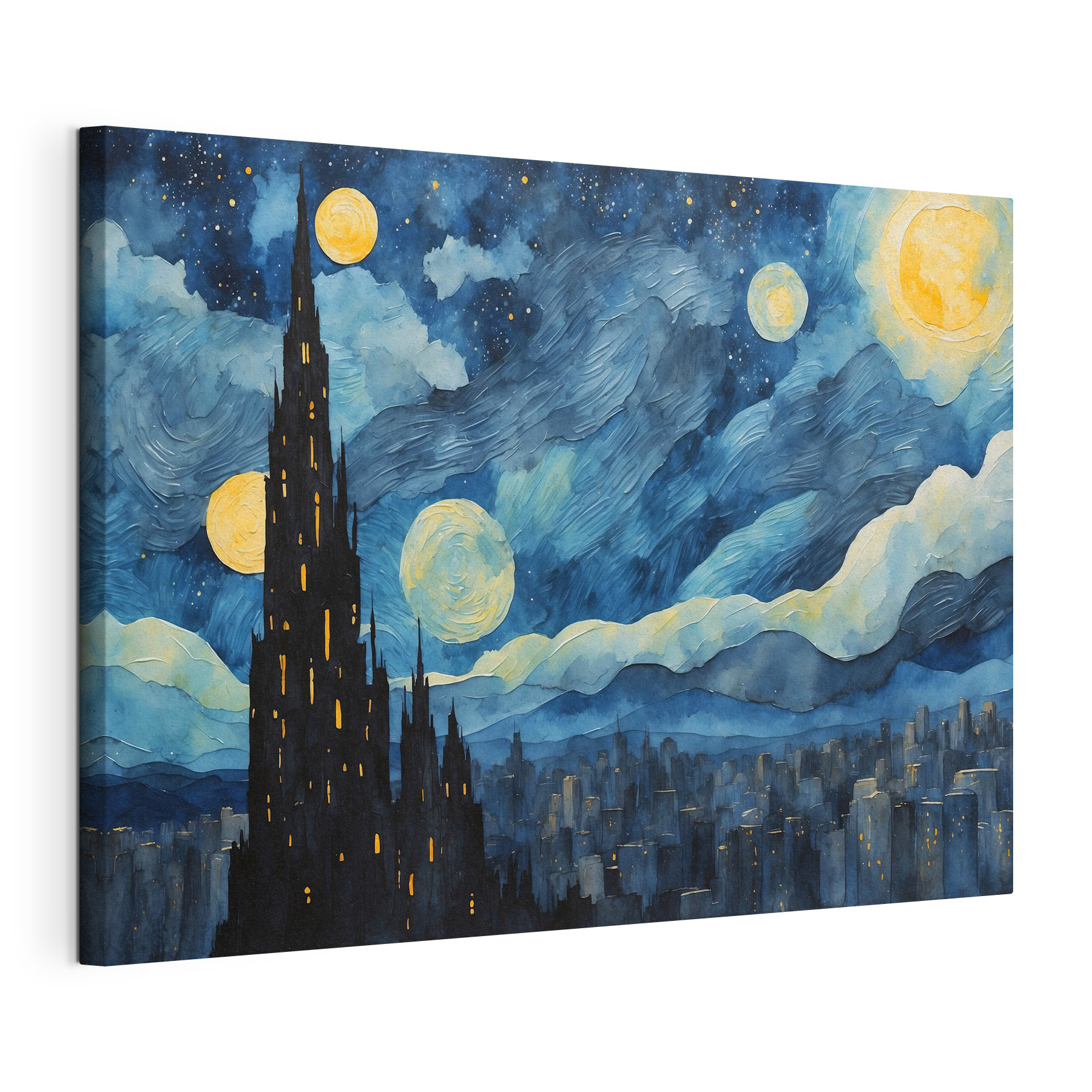 Watercolor of a city at night Watercolor of a city at night