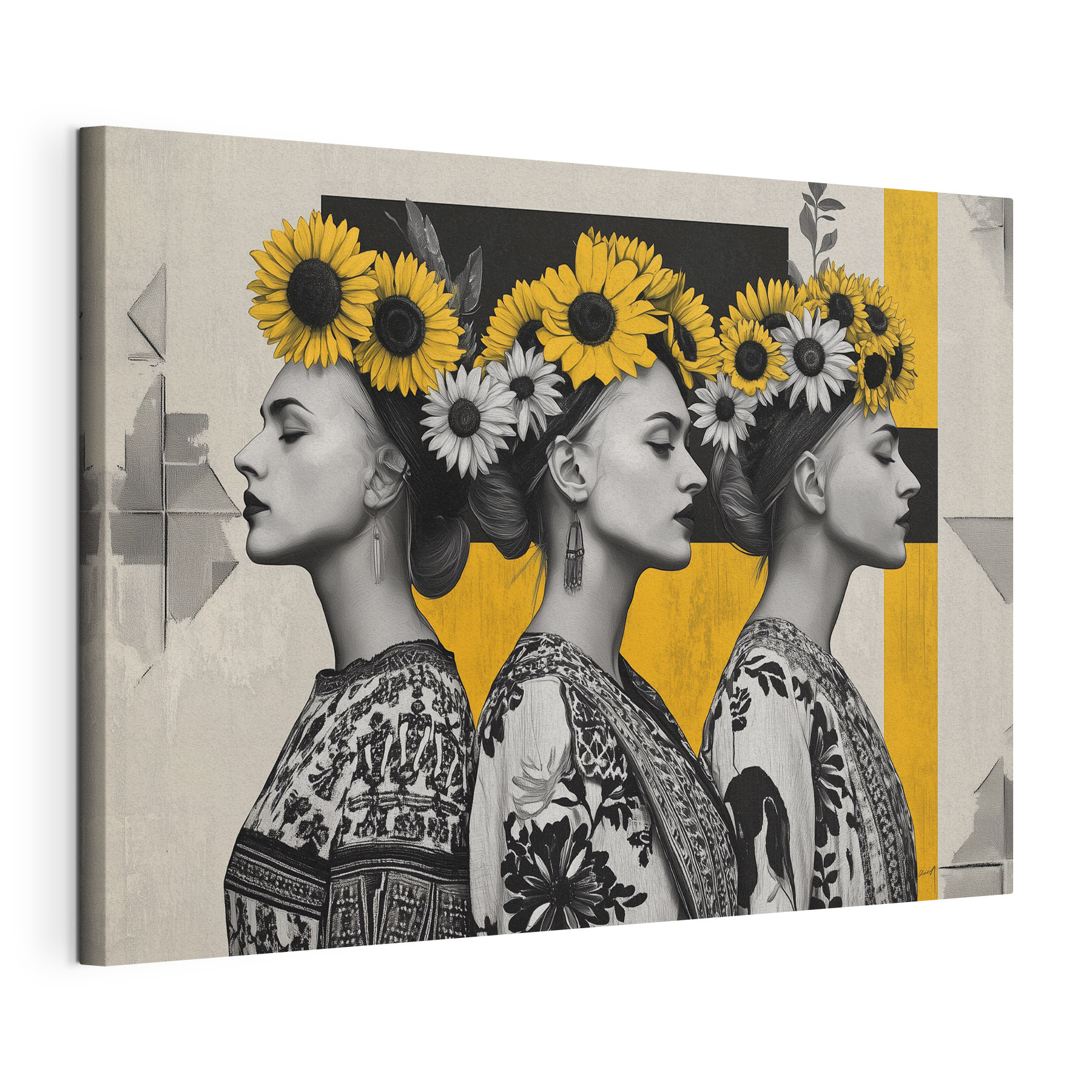Group of women with sunflowers in their hair Group of women with sunflowers in their hair