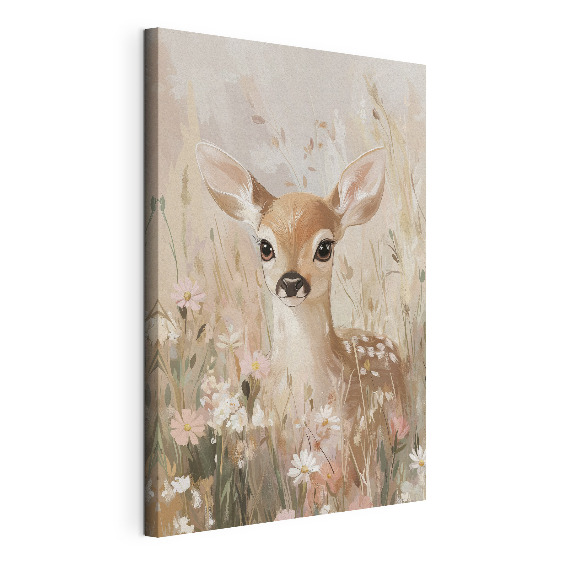 Painting of a deer in a field of flowers Painting of a deer in a field of flowers