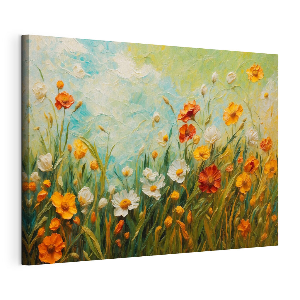 Painting of flowers in a field Painting of flowers in a field