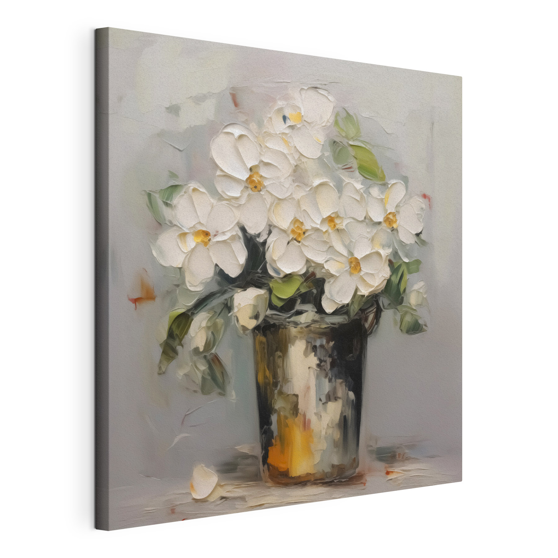 Painting of flowers in a bucket