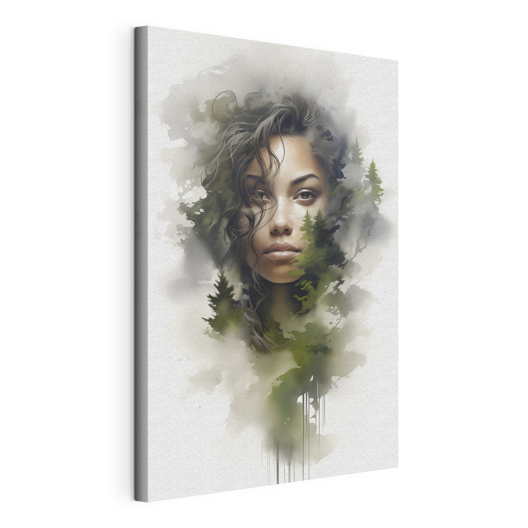 Woman's face with trees in the background
