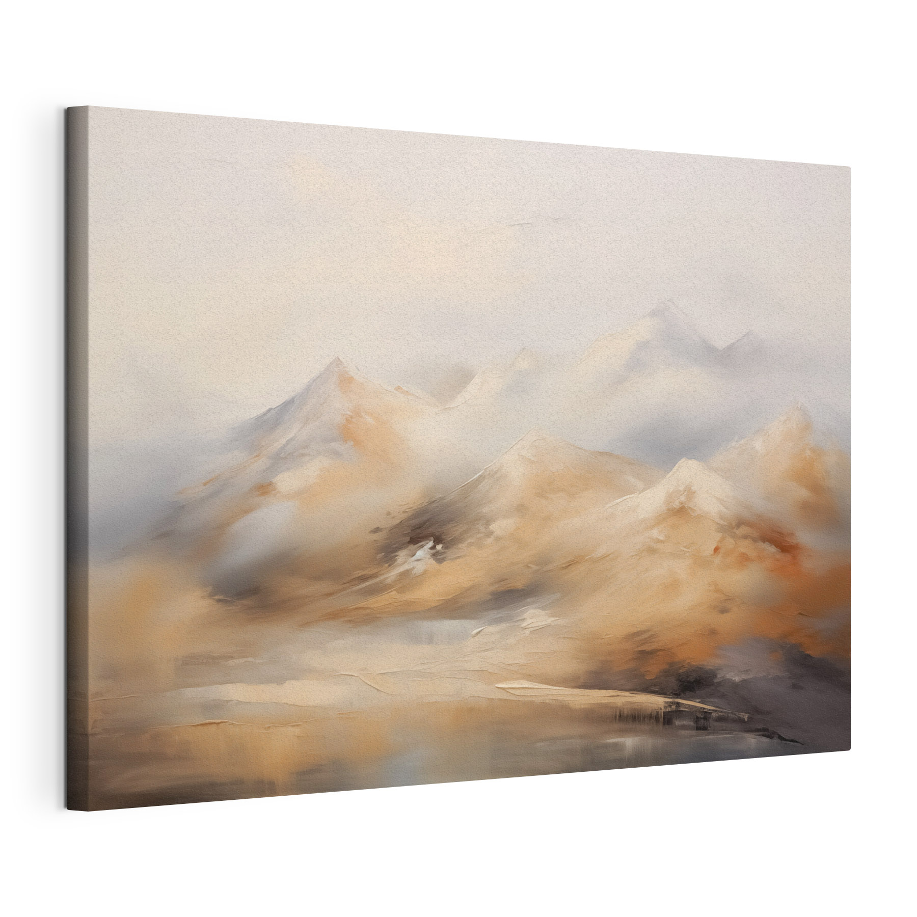 Painting of mountains and fog Painting of mountains and fog