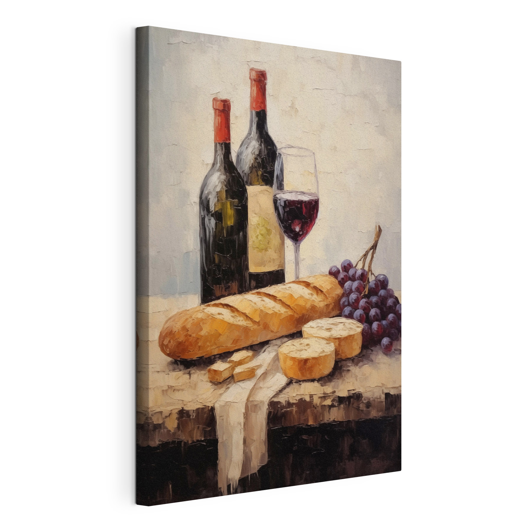 Painting of wine bottles and grapes Painting of wine bottles and grapes