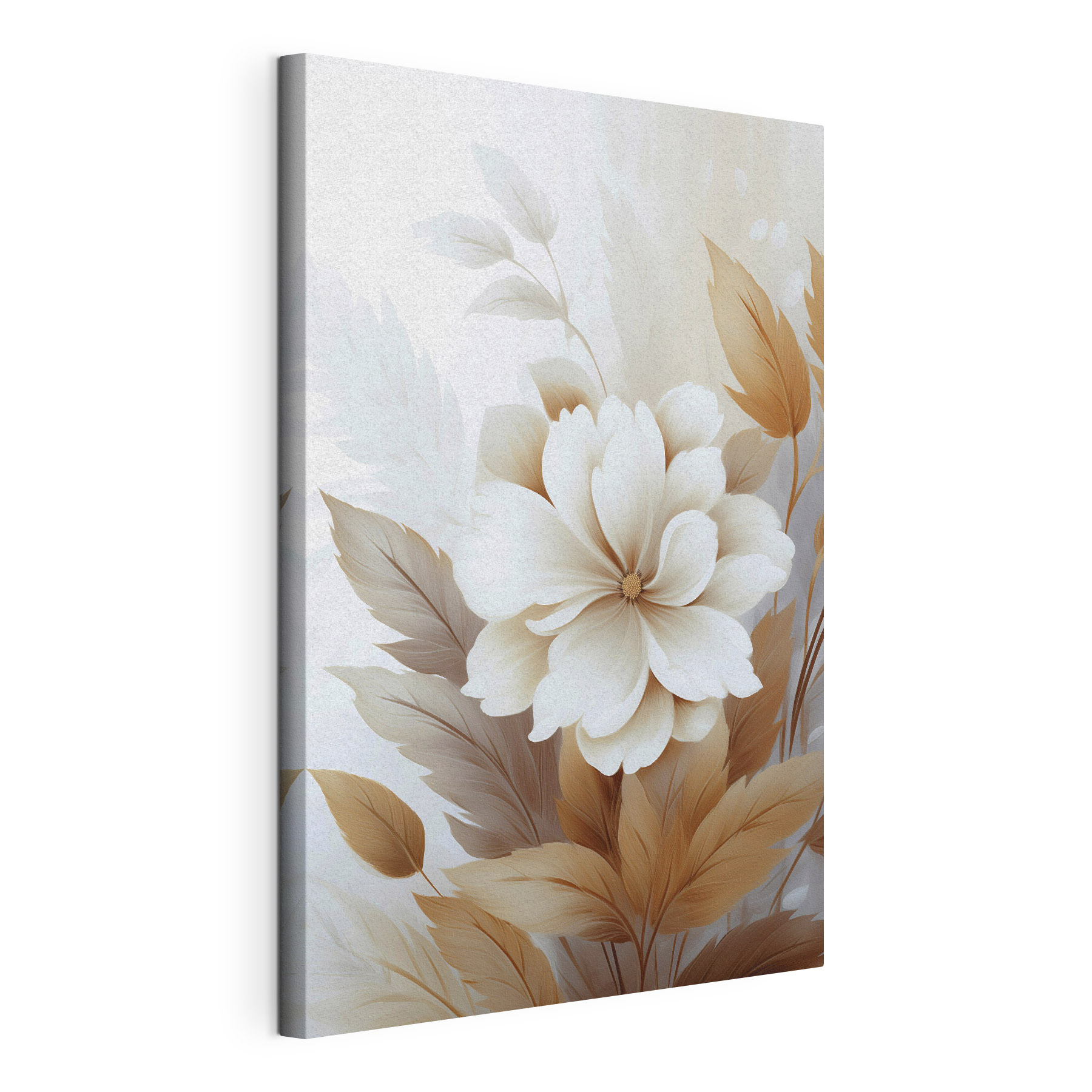 White flower with brown leaves White flower with brown leaves
