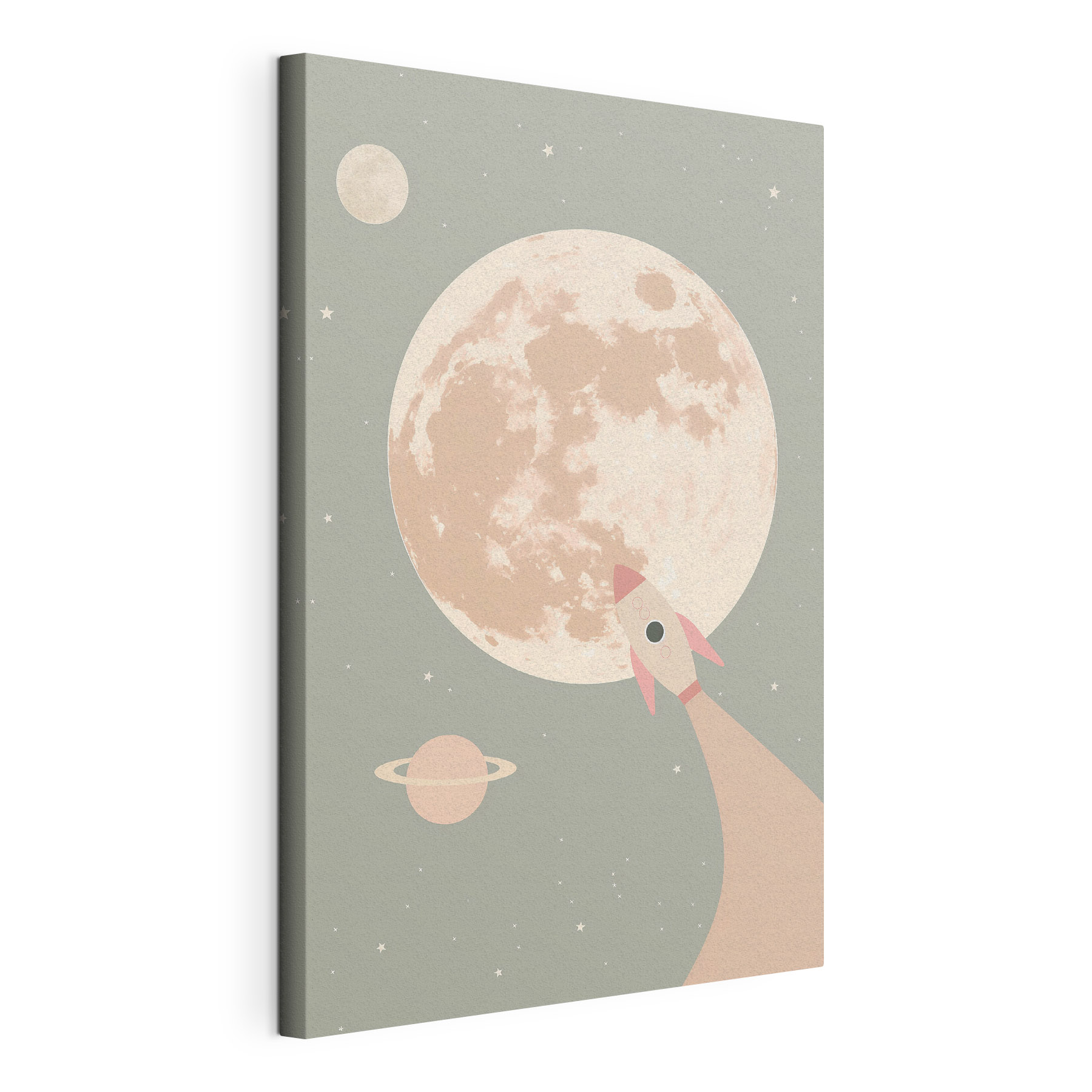 Rocket flying over the moon