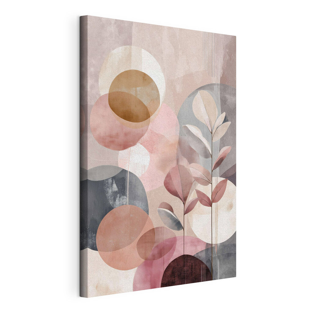Painting of a plant with leaves and circles Painting of a plant with leaves and circles