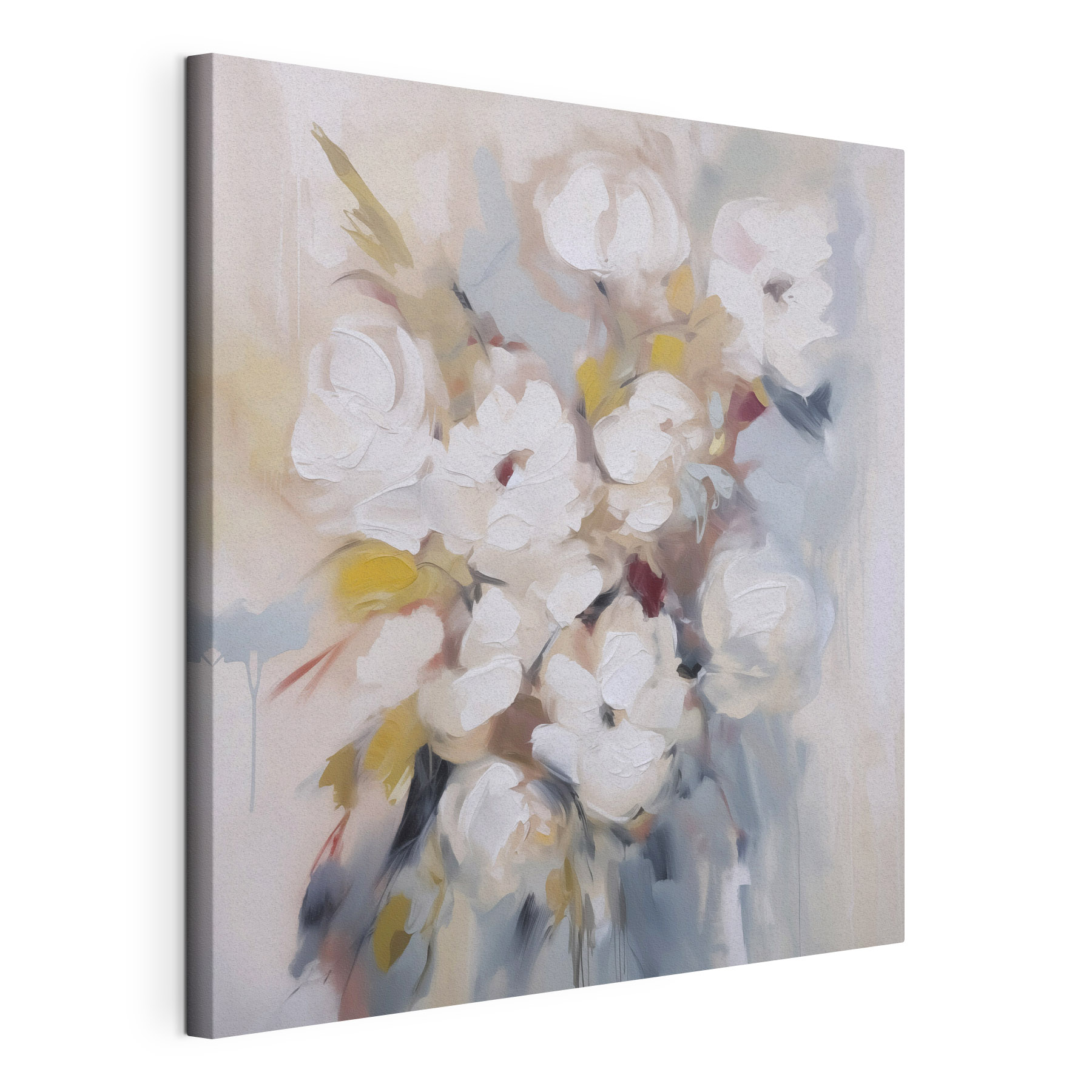 Painting of flowers on a white surface