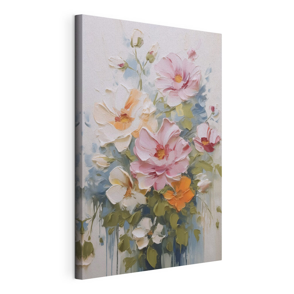 Painting of flowers on a white surface