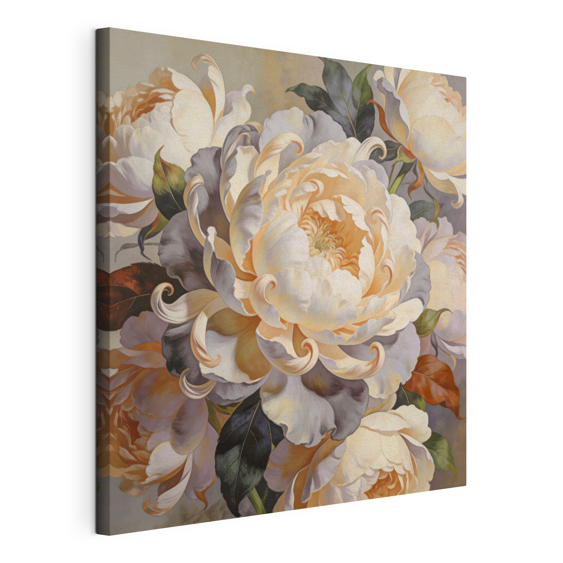 Painting of flowers with leaves Painting of flowers with leaves